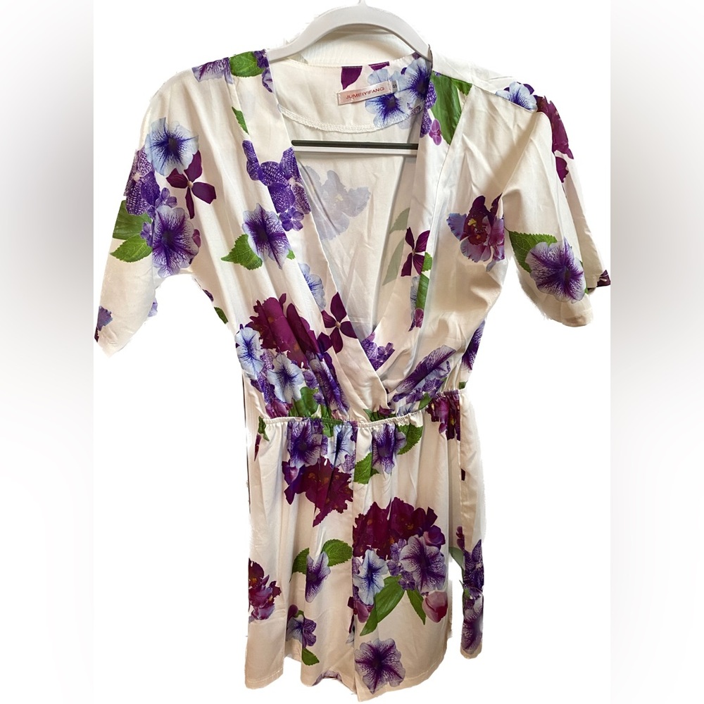 Floral Deep V-Neck Silk Romper